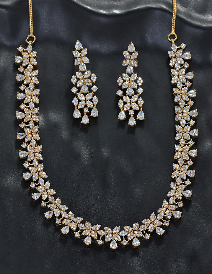 Designer Gold Polish Zirconia Necklace Set