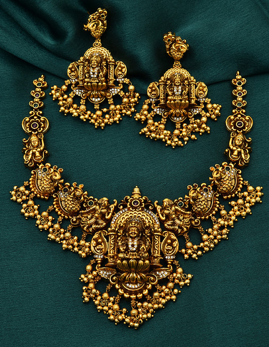 Designer Matt Lakshmi Devi Kempu Necklace Set