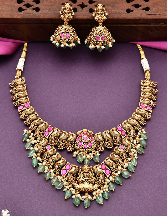 Designer Matt Lakshmi Devi Kempu Necklace Set