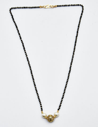 Designer Zirconia Single Line Black Bead Mangalsutra