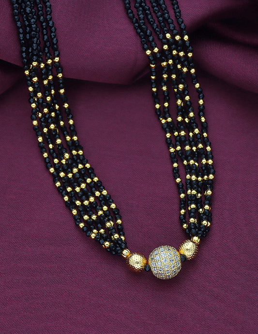 Designer Zirconia Black Crystal Beads Mala