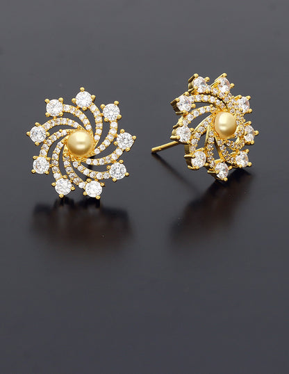 Designer Zirconia Floral Stud Earrings