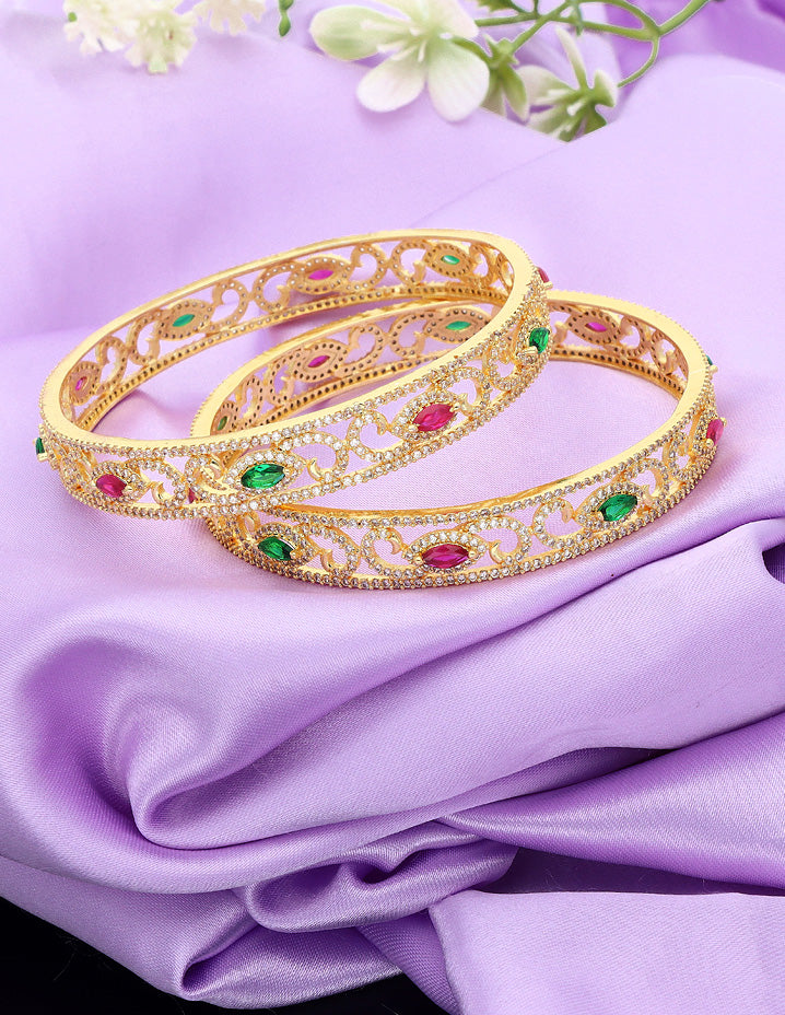 Designer Zirconia Rani Pink & Green ZBGL11151