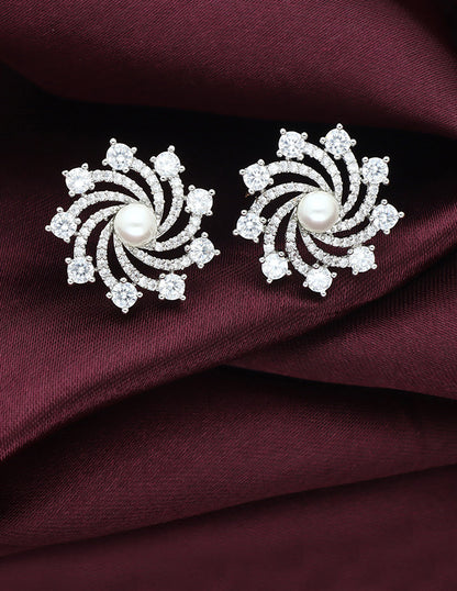 Designer Zirconia Floral Stud Earrings