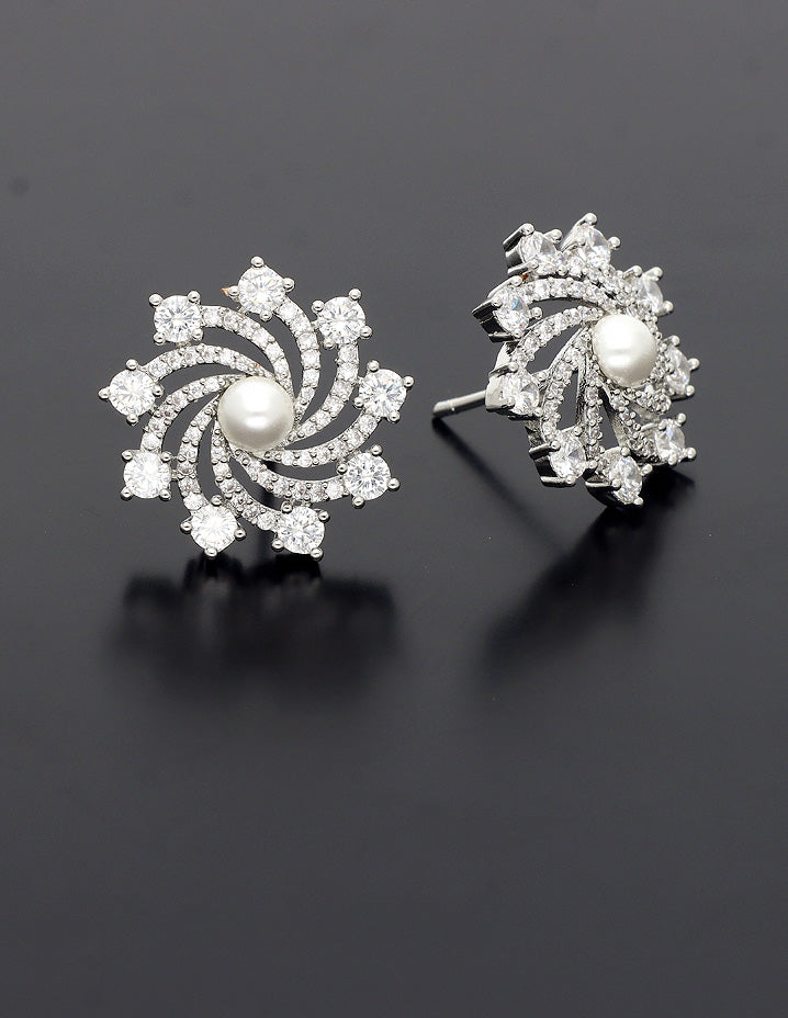 Designer Zirconia Floral Stud Earrings