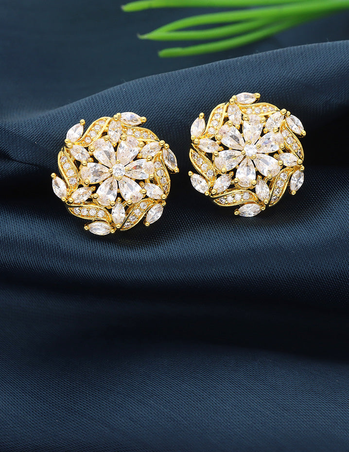 Designer Zirconia Floral Stud Earrings