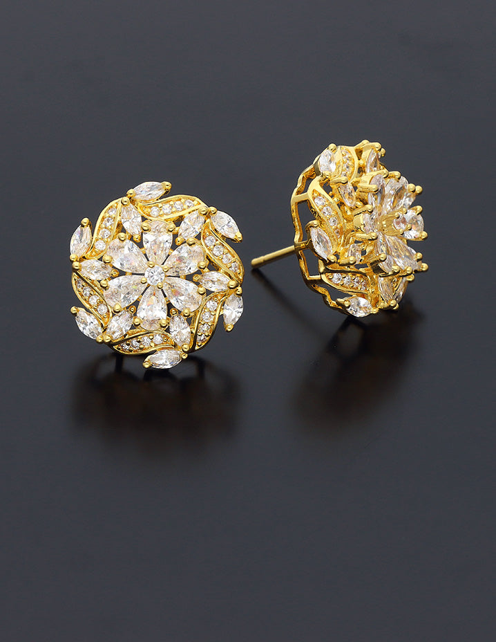 Designer Zirconia Floral Stud Earrings