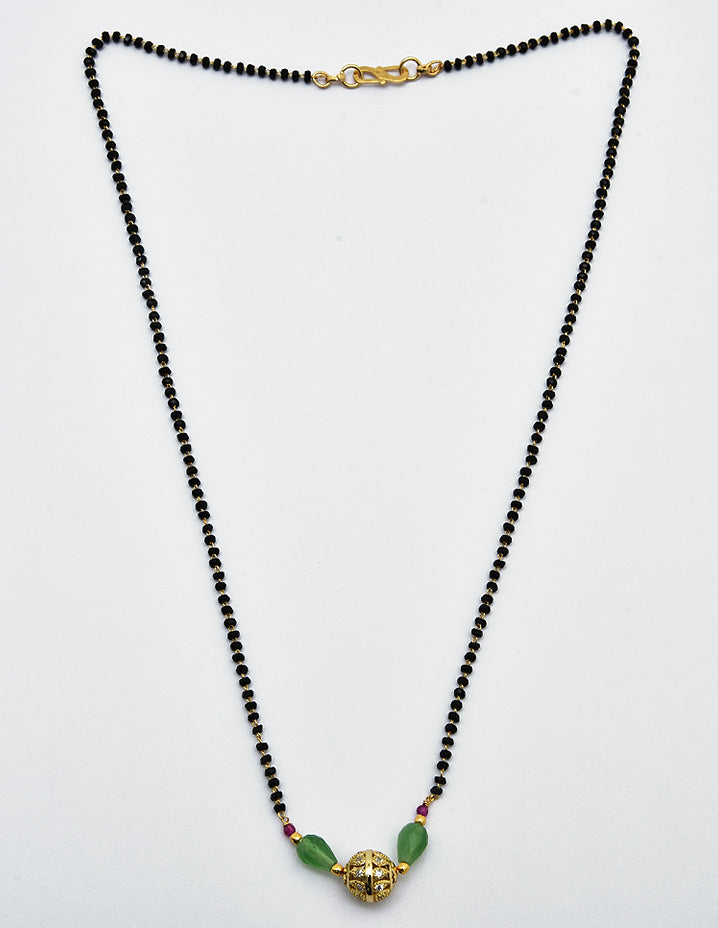 Designer Zirconia Single Line Black Bead Mangalsutra