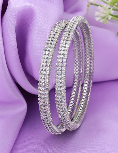 Designer Zircon Rhodhium Plated Bangles ZBGL11004