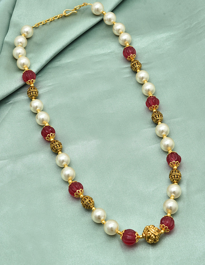 Designer Pearls and Monalisa Ruby Beads Mala