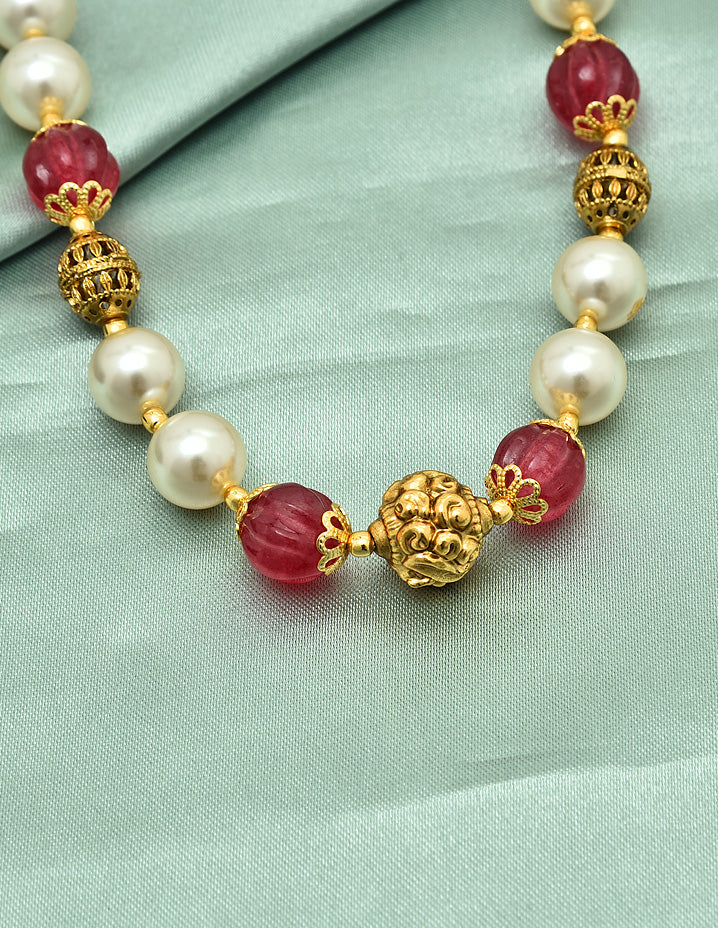 Designer Pearls and Monalisa Ruby Beads Mala