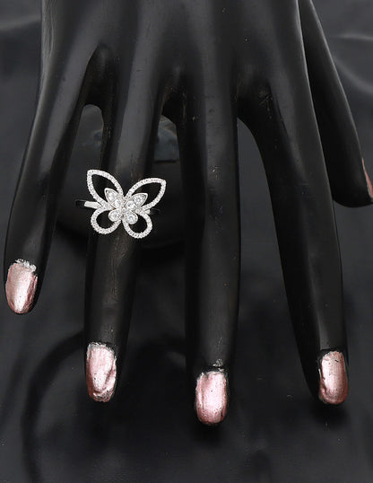 Designer Zirconia Butterfly Adjustable Finger Ring