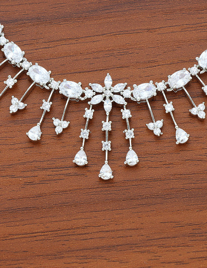 Designer Rhodhium Polish Zirconia Necklace Set