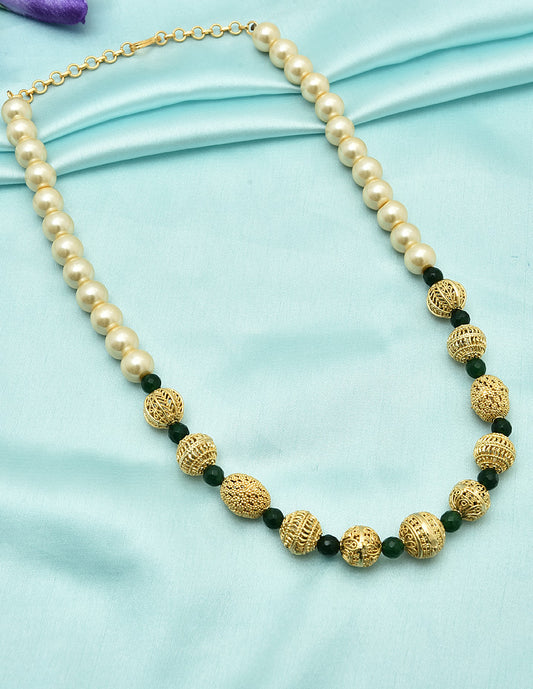 Designer Pearls and Emerald Beads Mala