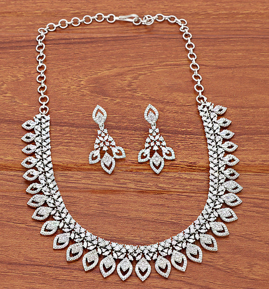 Designer Rhodhium Zirconia Necklace Set