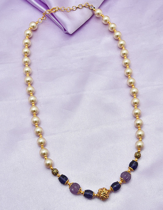 Designer Pearls and Violet Beads Mala