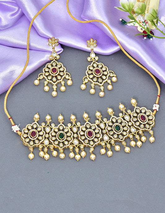 Zirconia Gold Choker Set