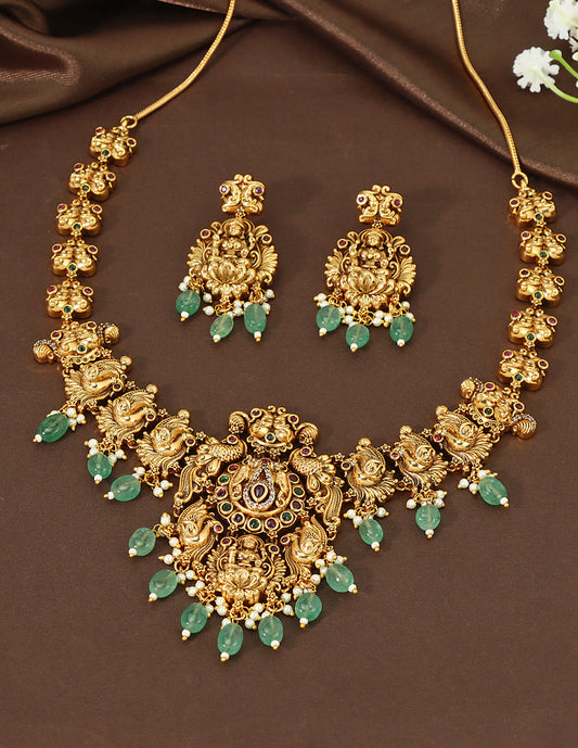 Designer Lakshmi Devi Kempu Necklace Set