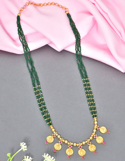 Designer Emerald Crystal Kasu Mangalsutra