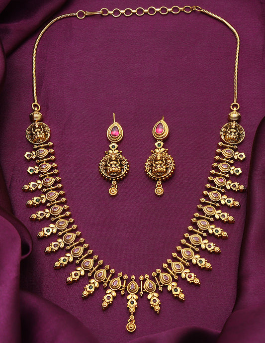 Designer Antique Kempu Necklace Set