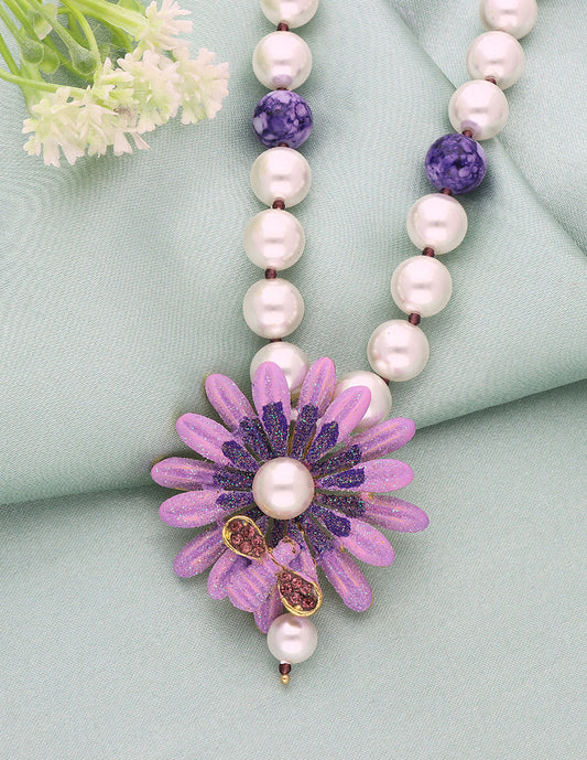 Designer Pearls and Monalisa Beads Floral Pendant Mala