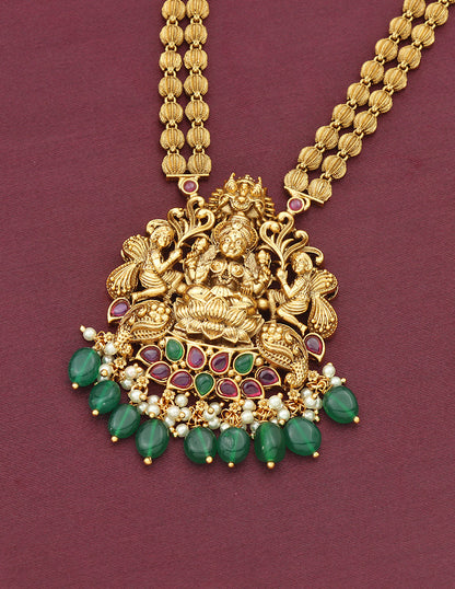 Matt Lakshmi Devi Ruby and Emerald Haaram Set