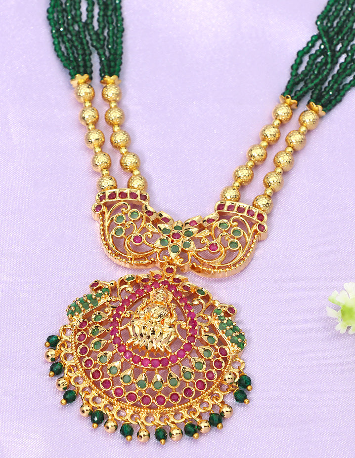 Designer Beads Mala with Lakshmi Devi Pendant