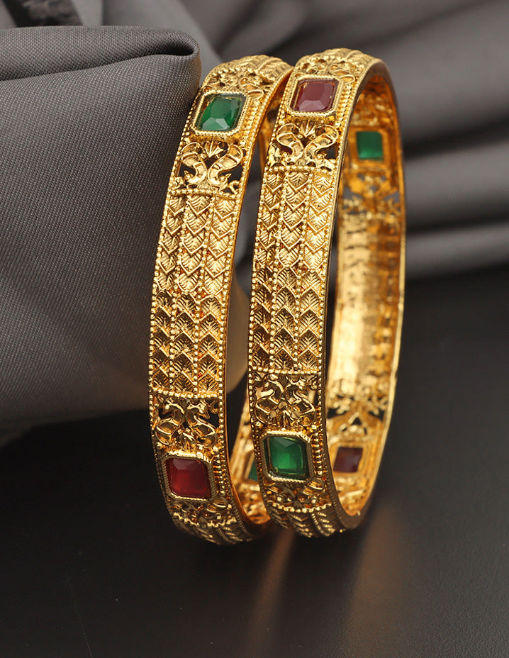 Designer Ruby Emerald Matt Stone Bangles ZBGL11171