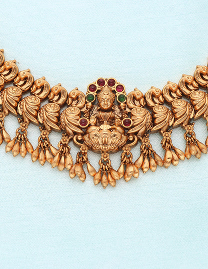 Designer Matt Lakshmi Devi Kempu Necklace Set