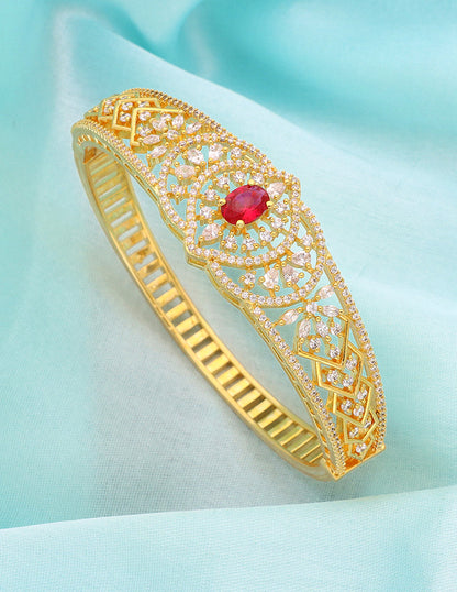 Designer Zirconia Gold Polish Ruby Bracelet