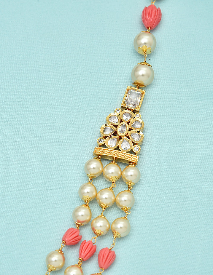 Designer 3-Lines Pearls and Tulip Beads Mala