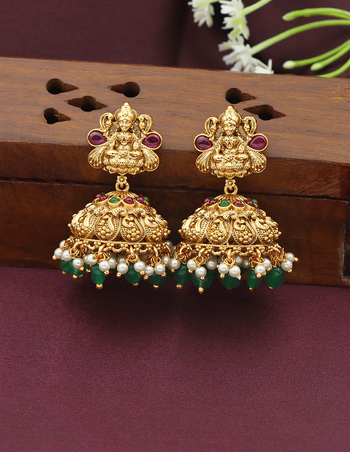 Matt Lakshmi Devi Ruby and Emerald Haaram Set