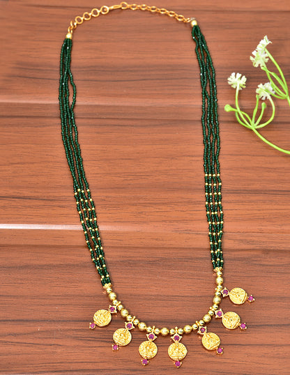 Designer Emerald Crystal Kasu Mangalsutra