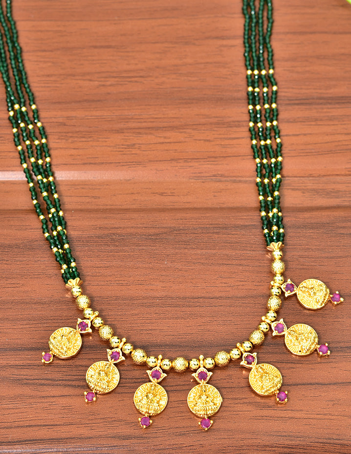 Designer Emerald Crystal Kasu Mangalsutra