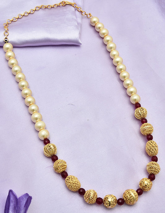 Designer Pearls and Ruby Beads Mala