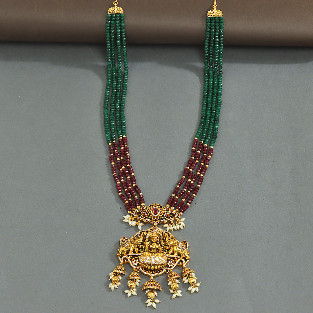 Designer Matt Lakshmi Devi Pendant Beads Mala