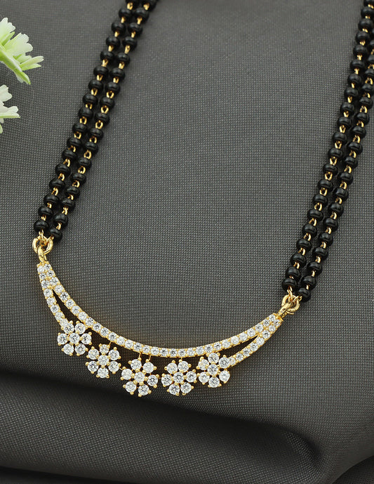 Designer Gold Polish Black Mangalsutra Beads