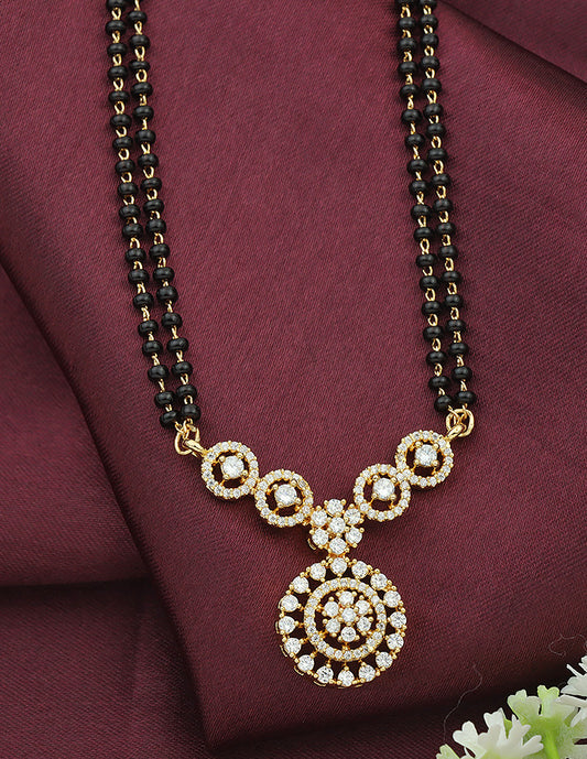 Designer Gold Polish Black Mangalsutra Beads