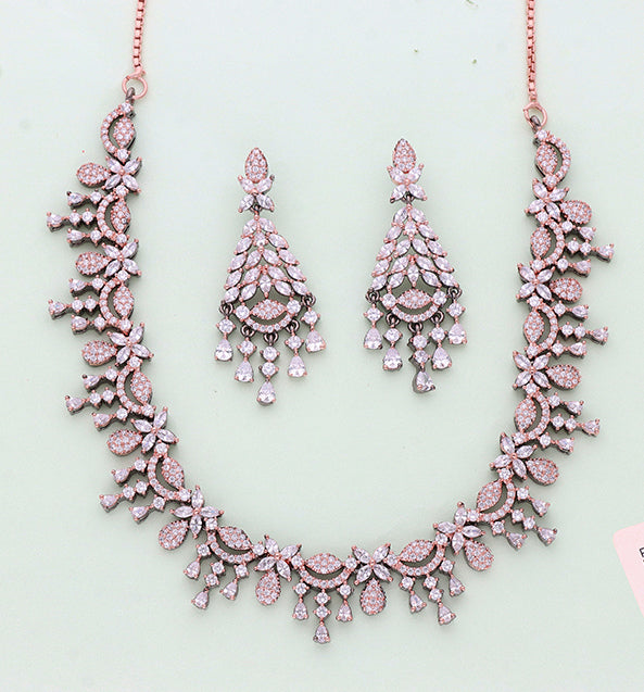 Designer BlackRose Polish Zirconia Necklace Set