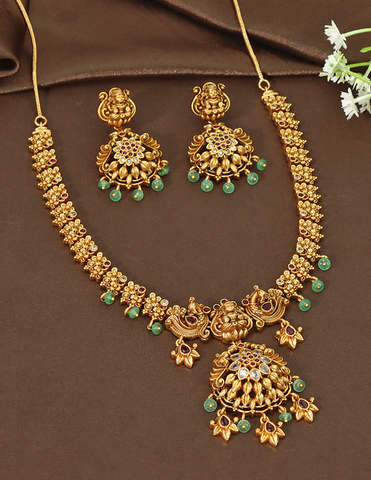 Designer Lakshmi Devi Kempu Necklace Set