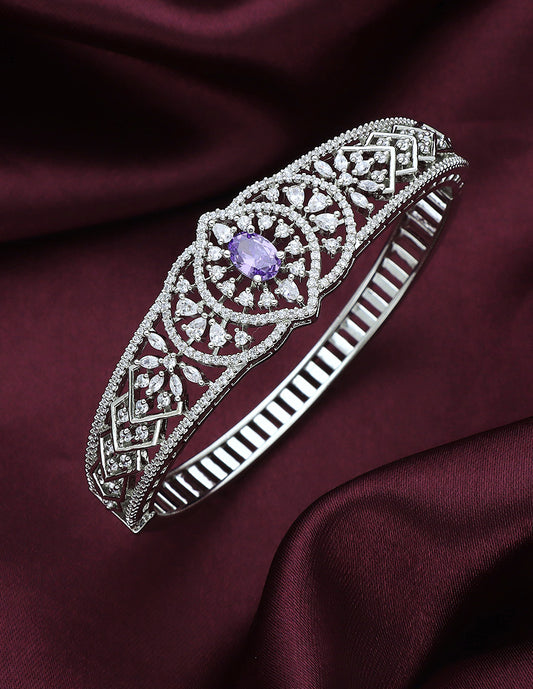 Designer Amethyst Zirconia Rhodhium Bracelet