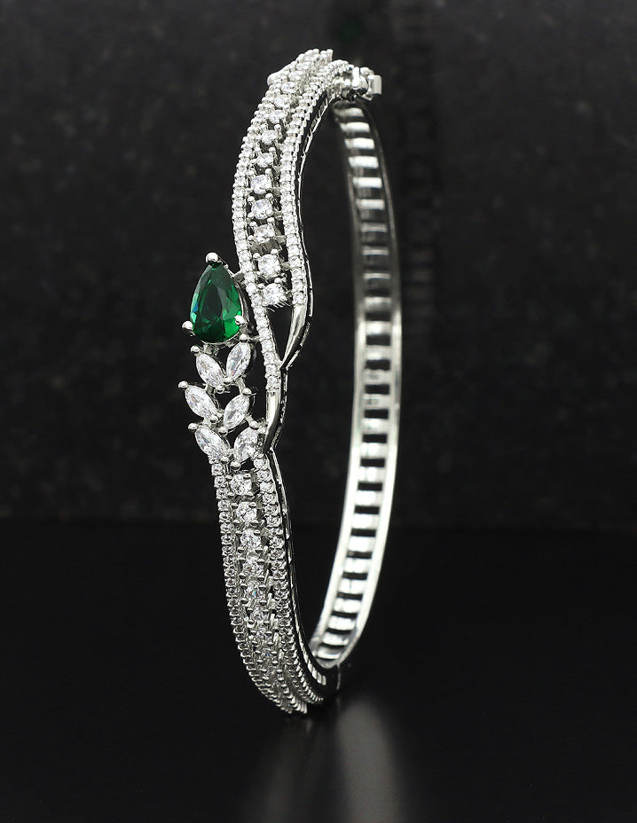 Designer Emerald Zirconia Rhodhium Bracelet