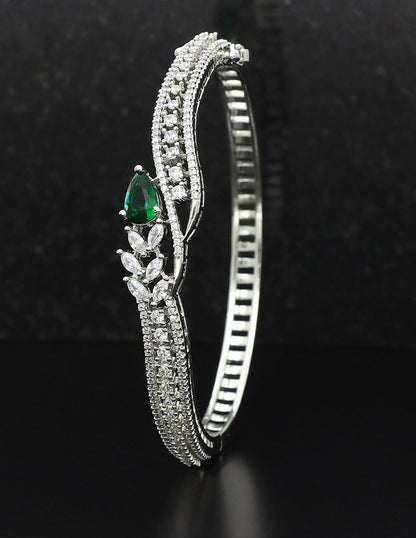 Designer Emerald Zirconia Rhodhium Bracelet