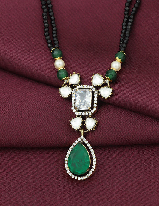 Designer Green Victorian Black Beads Mangalsutra