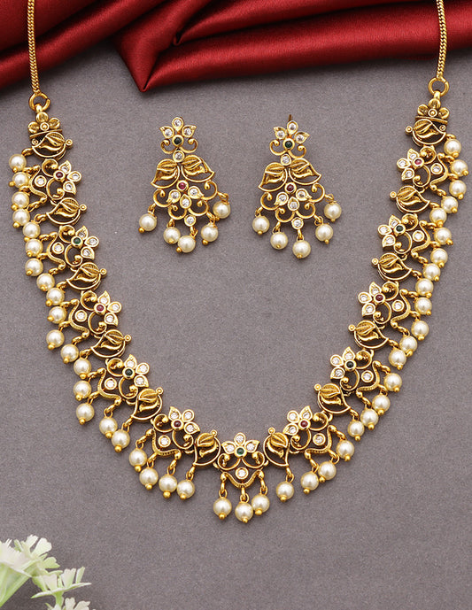 Designer Antique Floral Necklace Set