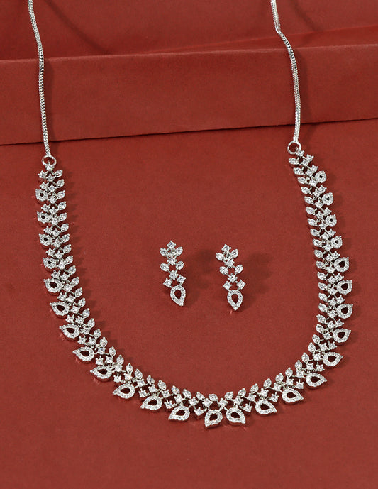 Designer Rhodium Polish Zirconia Necklace Set