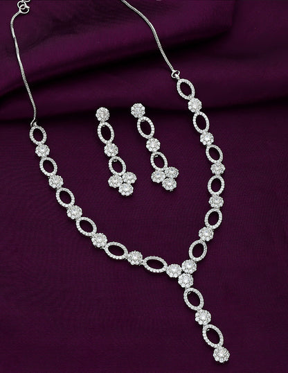 Designer Rhodium Polish Zirconia Necklace Set