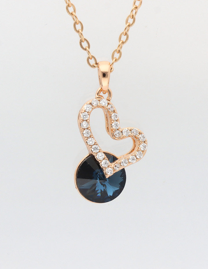 Light Blue Swarovski Crystal Necklace - Silver Papillon