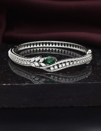 Designer Emerald Zirconia Rhodhium Bracelet