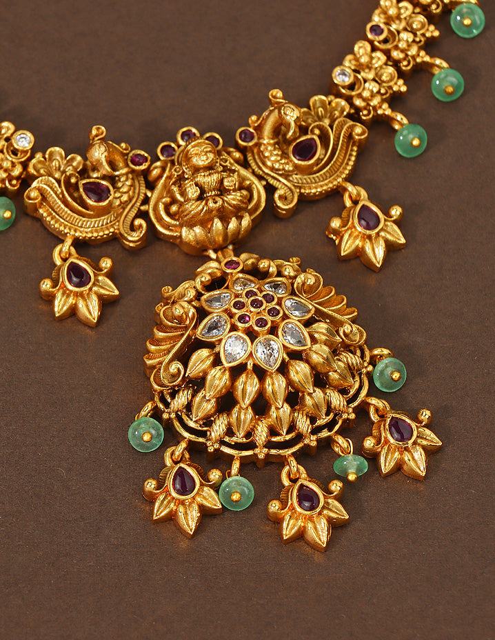 Designer Lakshmi Devi Kempu Necklace Set